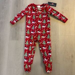 Vineyard Vines Red Velvet Christmas Footie Size 12-18 months NWT